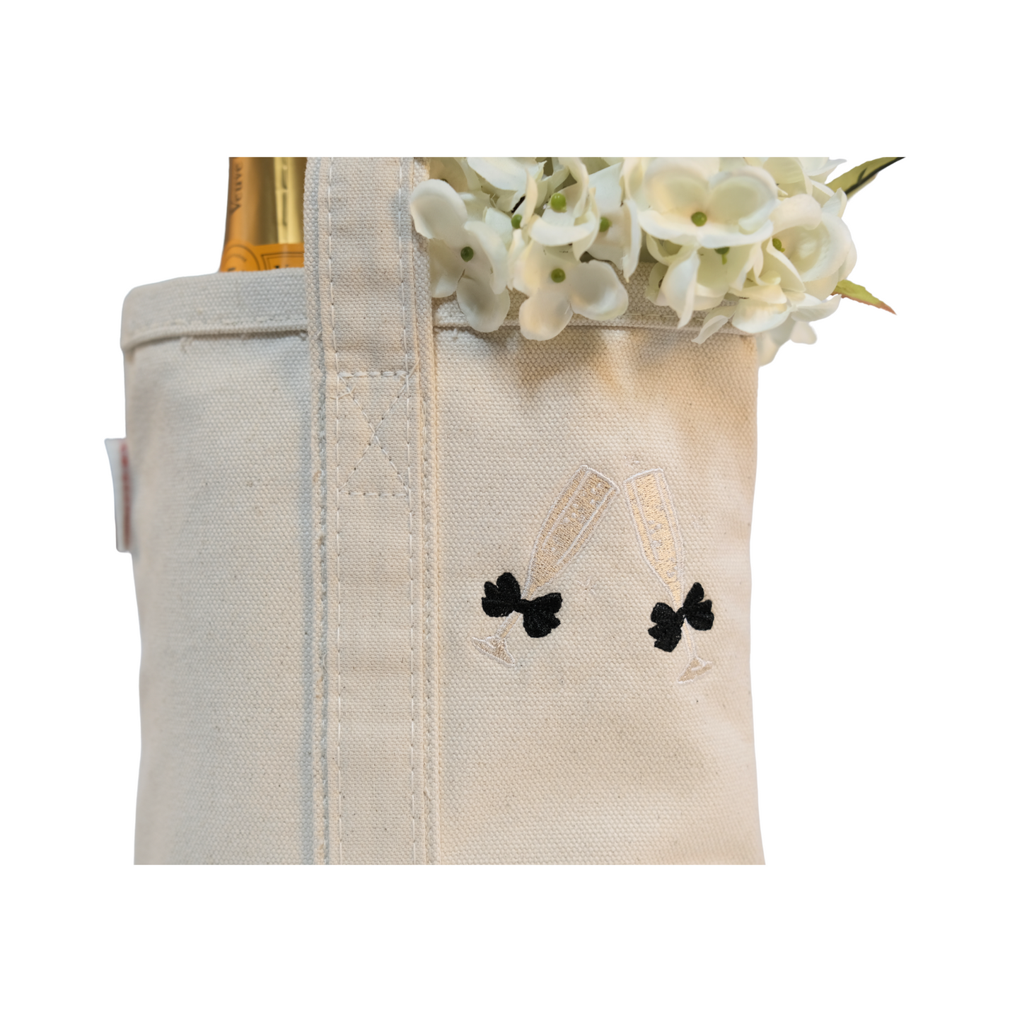 Champagne Tote - Black Bow