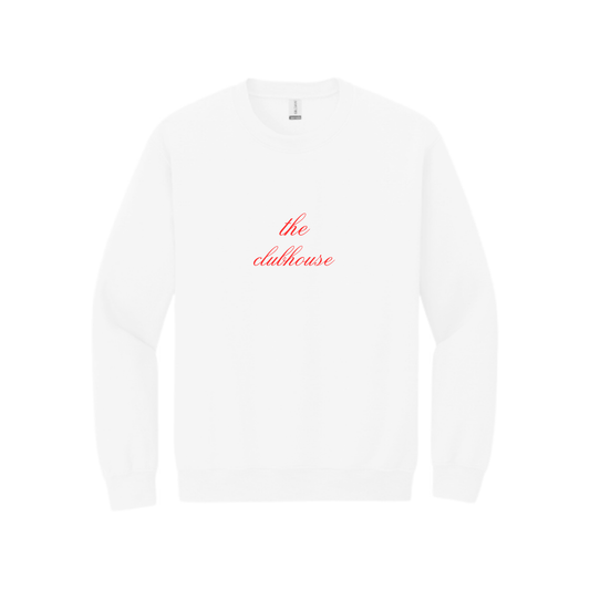 the clubhouse white sweatshirt with red