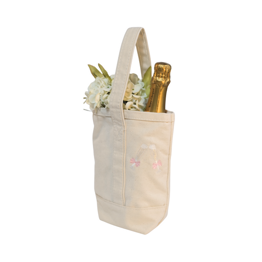 Champagne Tote - Pink Bow