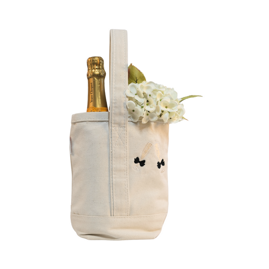Champagne Tote - Black Bow